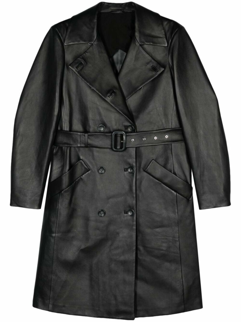 Max Mara Sportmax Women's Leather Belted Coat in Black | Size 38 | 22476011600