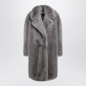 Max Mara Sportmax Women's Light Faux Fur Coat in Grey | Size Large | MANICOPL