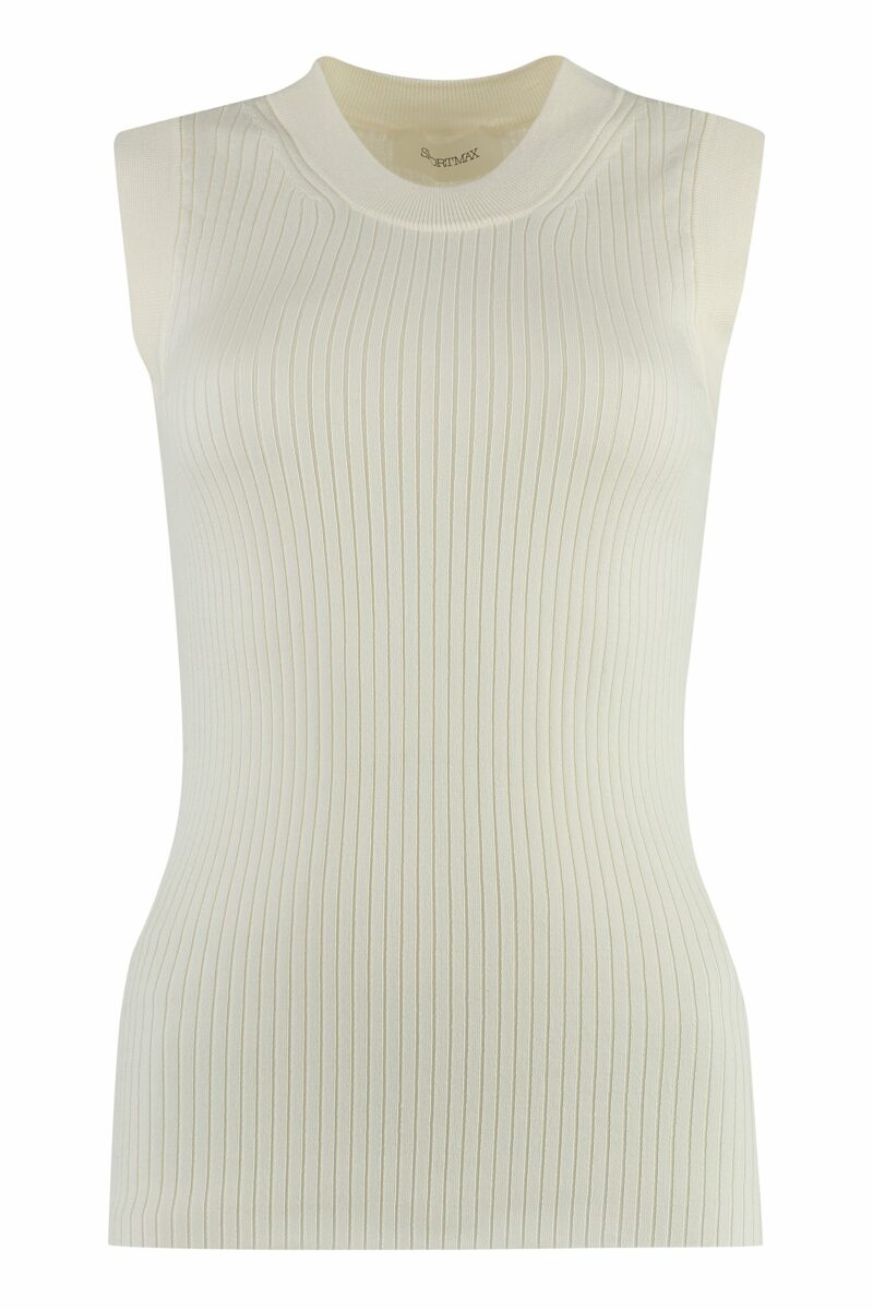 Max Mara Sportmax Women's Nido Cotton Tank Top in White | Size XL | NIDO2323610131600 Color 001