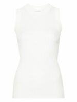 Max Mara Sportmax Women's Ribbed Cotton Tank Top in White | Size Large | 12361022600