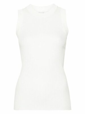 Max Mara Sportmax Women's Ribbed Cotton Tank Top in White | Size Large | 12361022600