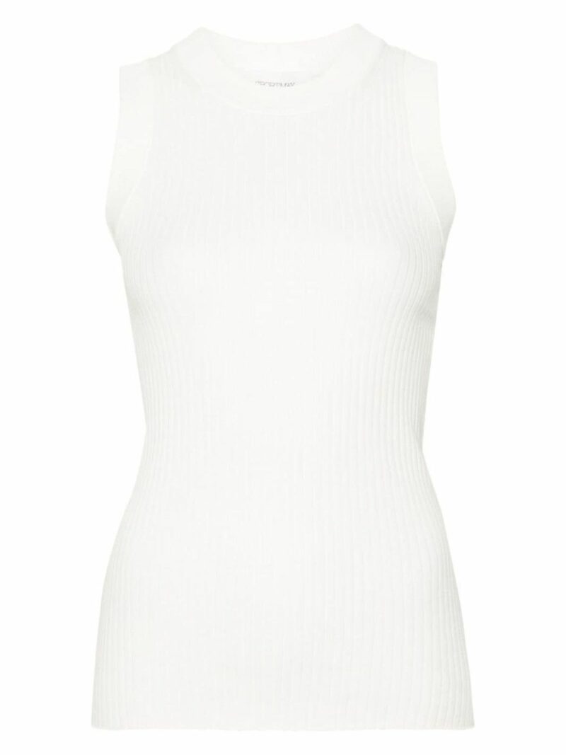 Max Mara Sportmax Women's Ribbed Cotton Tank Top in White | Size Large | 12361022600