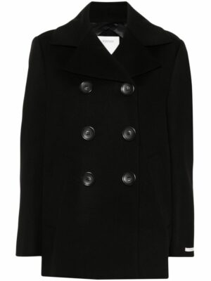 Max Mara Sportmax Women's Wool Double-Breasted Coat in Black | Size 42 | 22086011600