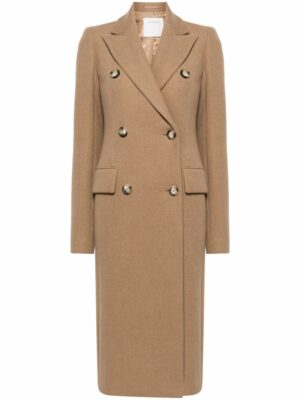 Max Mara Sportmax Women's Wool Double-Breasted Coat in Camel | Size 40 | 22016022600