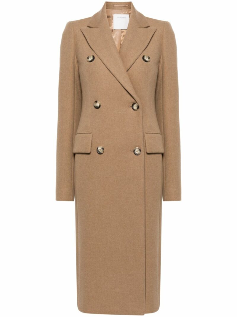 Max Mara Sportmax Women's Wool Double-Breasted Coat in Camel | Size 40 | 22016022600