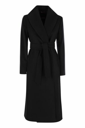 Max Mara Studio Women's Loriana - Wool Drap Coat in Black | Size 34 | 2426016052600