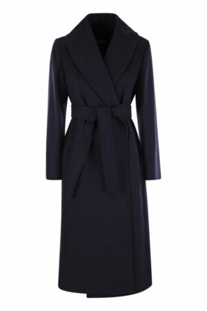 Max Mara Studio Women's Loriana - Wool Drap Coat in Blue | Size 36 | 2426016052600