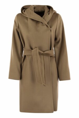 Max Mara Studio Women's Newmang - Wool Coat With Hood in Camel | Size 34 | 2426016111600