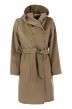 Max Mara Studio Women's Newmang - Wool Coat With Hood in Camel | Size 34 | 2426016212600