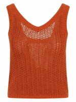 Max Mara Women's Arrigo Crochet Top in Yellow/Orange | Size Large | 241136103260012125