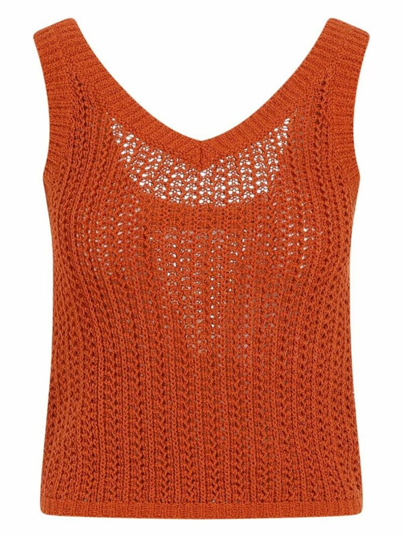 Max Mara Women's Arrigo Crochet Top in Yellow/Orange | Size Large | 241136103260012125