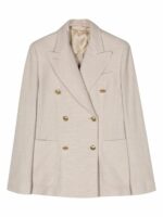 Max Mara Women's Cotton Double-Breasted Jacket in Beige | Size 42 | 11911022600