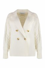 Max Mara Women's Micio Double-Breasted Wool Jacket in White | Size Medium | MICIO2421316021600 Color 001