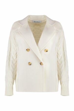 Max Mara Women's Micio Double-Breasted Wool Jacket in White | Size Medium | MICIO2421316021600 Color 001