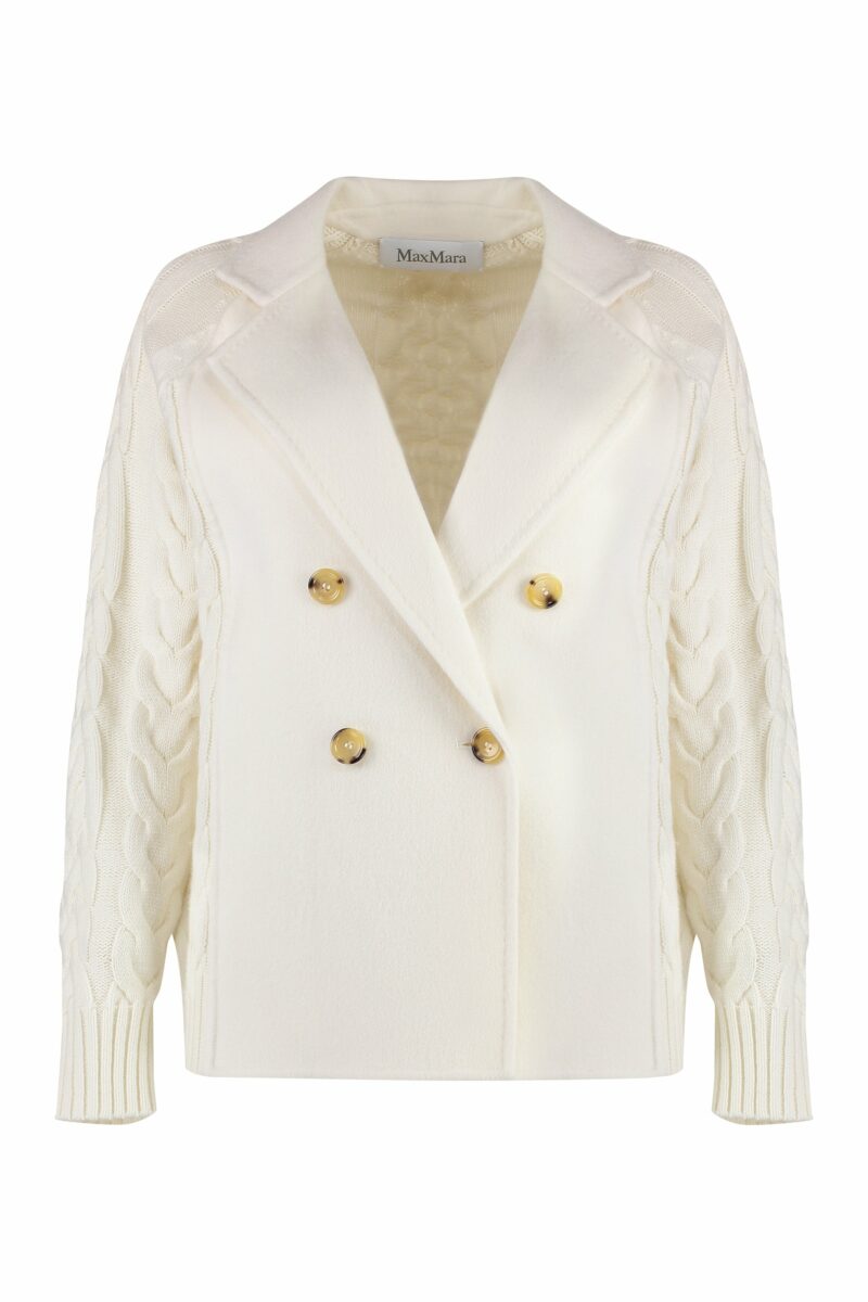 Max Mara Women's Micio Double-Breasted Wool Jacket in White | Size Medium | MICIO2421316021600 Color 001