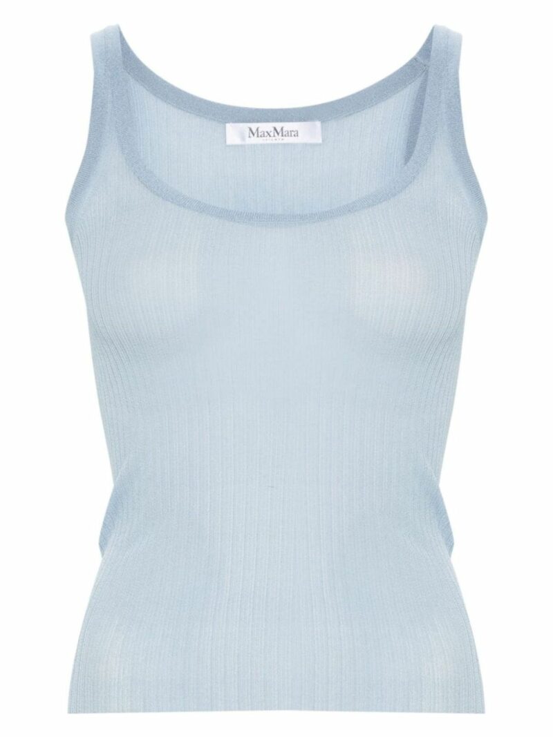 Max Mara Women's Silk Tank Top in Clear Blue | Size Large | 11361043600