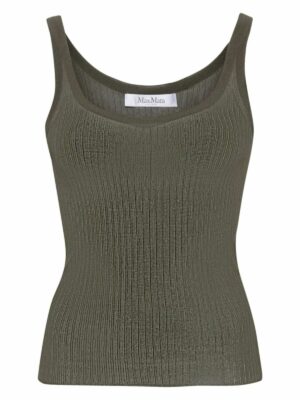 Max Mara Women's Silk Tank Top in Green | Size Large | 11361043600