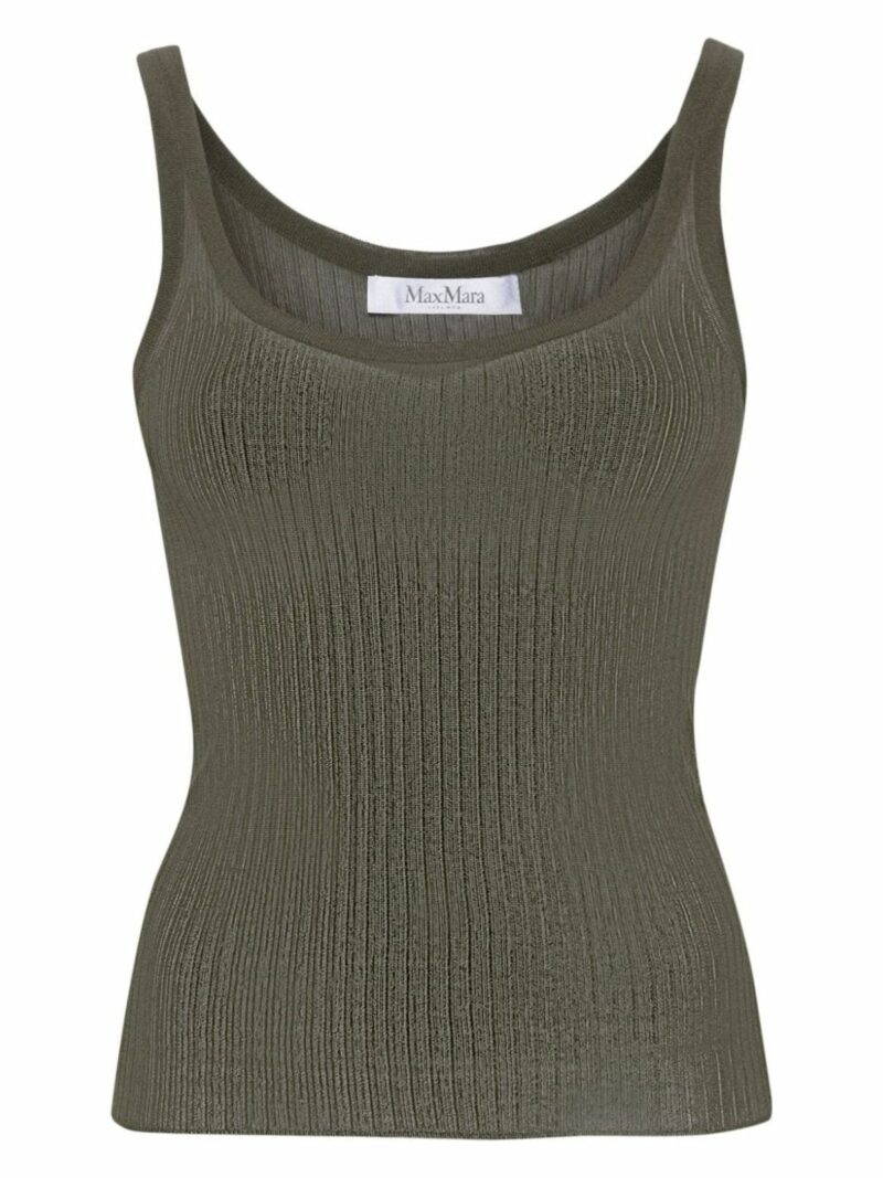 Max Mara Women's Silk Tank Top in Green | Size Large | 11361043600