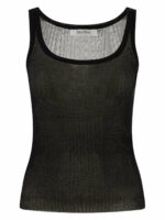 Max Mara Women's "bastia" Ribbed Silk Tank Top in Black | Size Large | 2411361043600BASTIA002