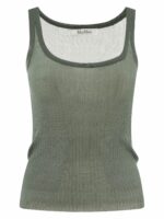 Max Mara Women's "bastia" Ribbed Silk Tank Top in Green | Size Large | 2411361043600BASTIA010