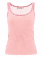 Max Mara Women's "bastia" Ribbed Silk Tank Top in Pink | Size Large | 2411361043600BASTIA007