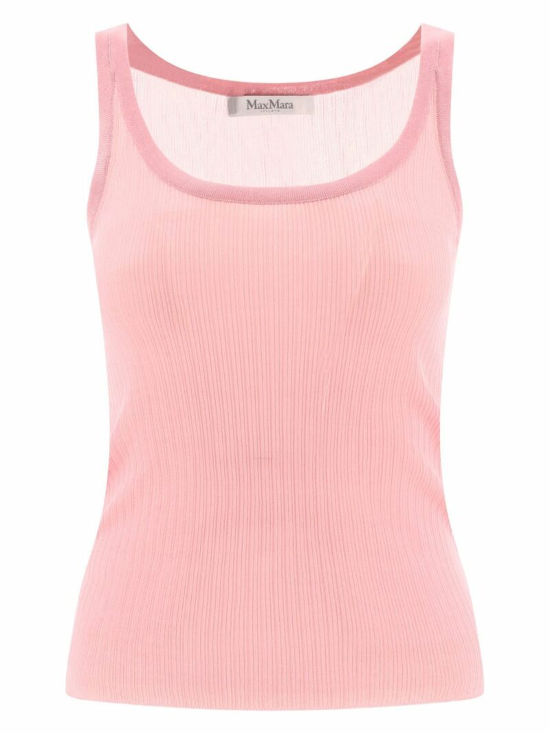 Max Mara Women's "bastia" Ribbed Silk Tank Top in Pink | Size Large | 2411361043600BASTIA007