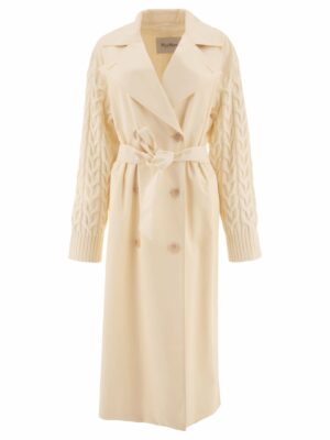 Max Mara Women's "cicladi" Drip-Proof Gabardine Trench Coat in White | Size 40 | 2421126011600CICLADI006