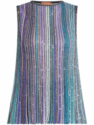 Missoni Women's Striped Tank Top in Clear Blue | Size 38 | DS24WK0QBK039ESM9G9