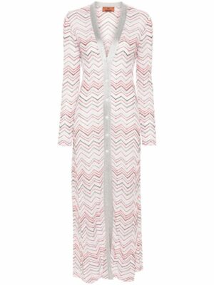 Missoni Women's Zigzag Maxi Cardi Coat in Sm9Ao | Size 46 | DS24SM0B Color BK033ISM9AO