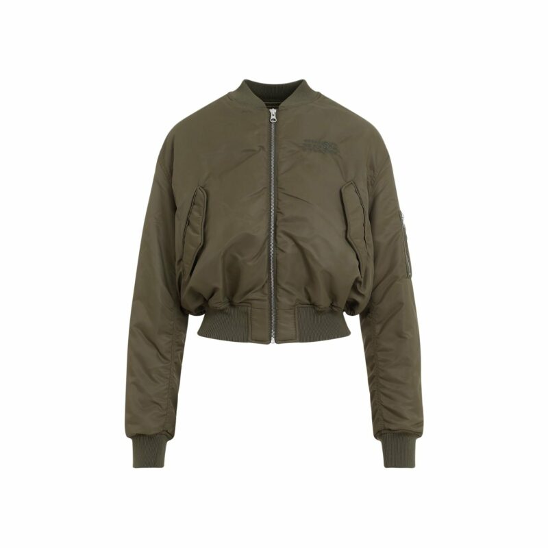 Mm6 Maison Margiela Women's Bomber Jacket in Green | Size 40 | S52AM0299S53984