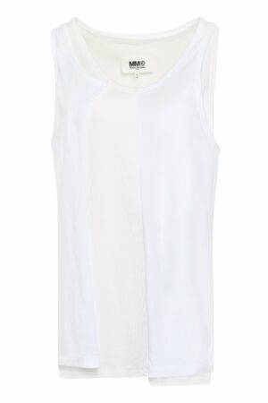 Mm6 Maison Margiela Women's Cotton Tank Top in White | Size Small | S52NL0059STJ365 Color 963