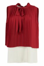 Mm6 Maison Margiela Women's Pleated Top in Red | Size 40 | S52NC0311S43455 Color 971