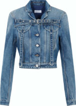 Off-White Women's Cargo Crop Denim Jacket in Blue | Size 40 | OWYE048F23DEN001