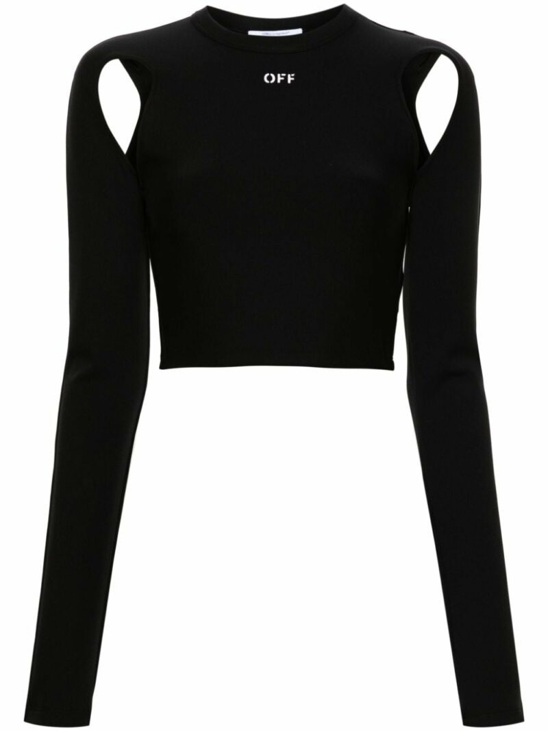 Off-White Women's Cropped Top With Cut Out Detail in Nero | Size 40 | OWAD211C99JER001