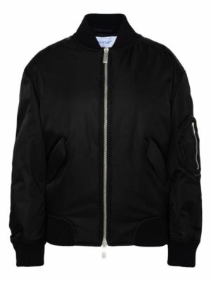 Off-White Women's Nylon Bomber Jacket in Black | Size 38 | OWEH028F23FAB001 Color 1010