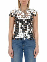 Paco Rabanne Women's Top Iconic Top in Silver | Size 40 | 19EITO010PS0133