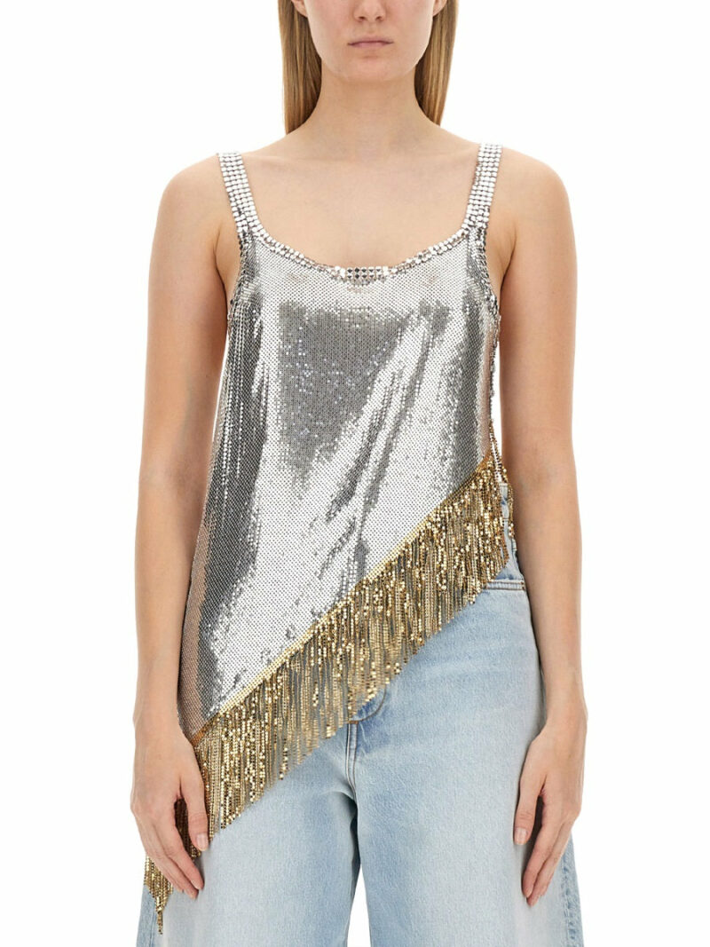 Paco Rabanne Women's Top With Bangs Top in Silver | Size 38 | 24FITO839MH0004