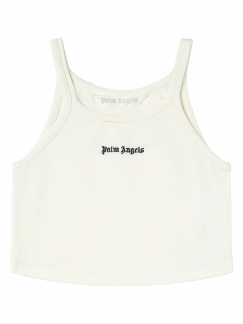 Palm Angels Women's Classic Logo Tank Top in White | Size Large | PWAD060S24FAB002