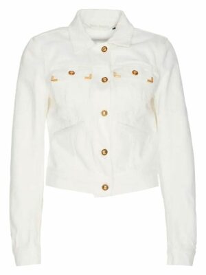 Palm Angels Women's Denim Jacket in White | Size Small | PWYE037R24DEN001