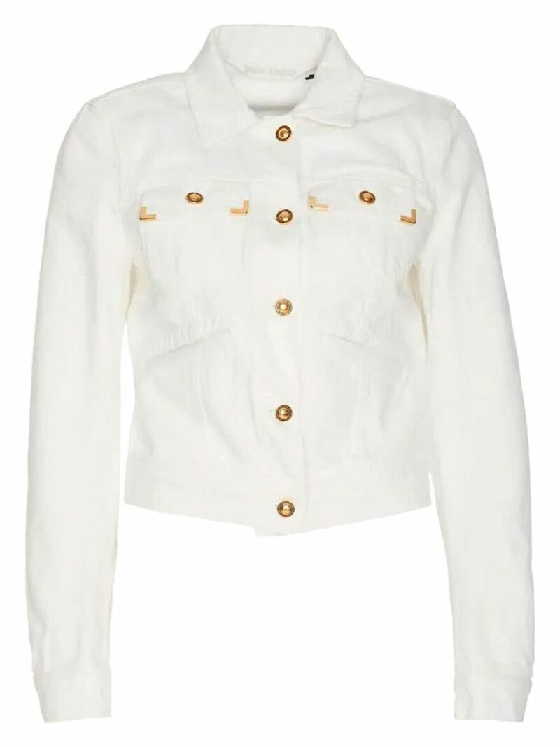 Palm Angels Women's Denim Jacket in White | Size Small | PWYE037R24DEN001