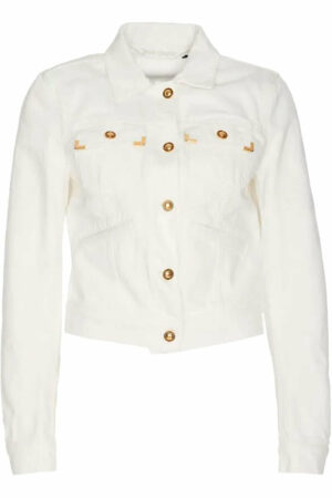 Palm Angels Women's Short Denim Jacket in White | Size Small | PWYE037R24DEN001