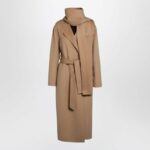 Parosh Women's Double Coat in Beige | Size Large | D431669WO