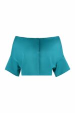 Parosh Women's Off-Shoulder Bolero Jacket in Turquoise | Size Large | D420002PARTY23 Color 032