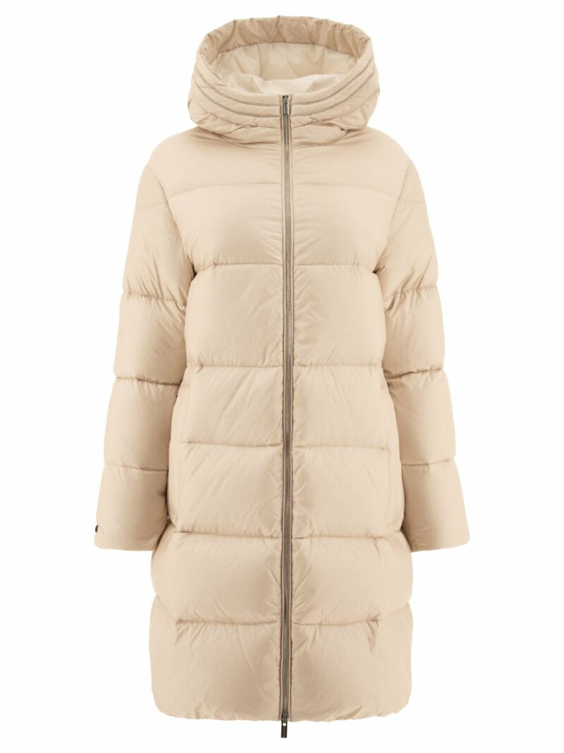 Peserico Women's Down Coat With Punto Luce Detail in Beige | Size 40 | S2403902200144