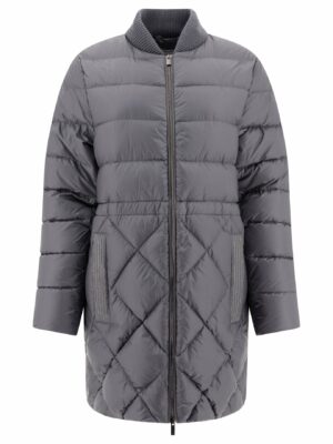 Peserico Women's Down Coat With Punto Luce in Grey | Size 40 | S24032E2200E88