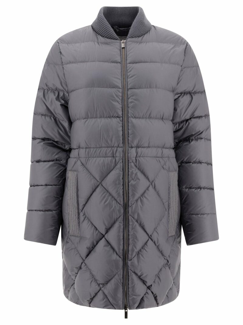 Peserico Women's Down Coat With Punto Luce in Grey | Size 40 | S24032E2200E88