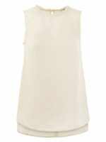 Peserico Women's Sleeveless Linen Top in Sand | Size 38 | S08299T001617