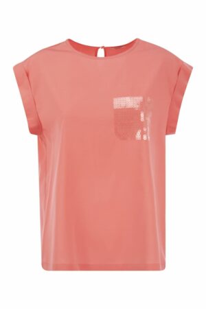 Peserico Women's Top In Precious Silk Crepe De Chine With Watery Embroidery Top in Pink | Size 42 | S0657100Q107325