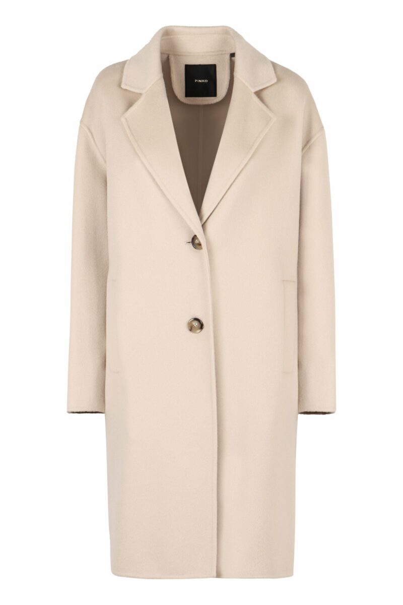 Pinko Women's Cacciavite Single-Breasted Wool Coat in Ivory | Size Medium | 103817Y27P Color D05