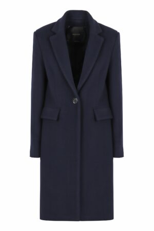 Pinko Women's Cambogia Single-Breasted Wool Coat in Blue | Size 44 | 103697A225 Color G02